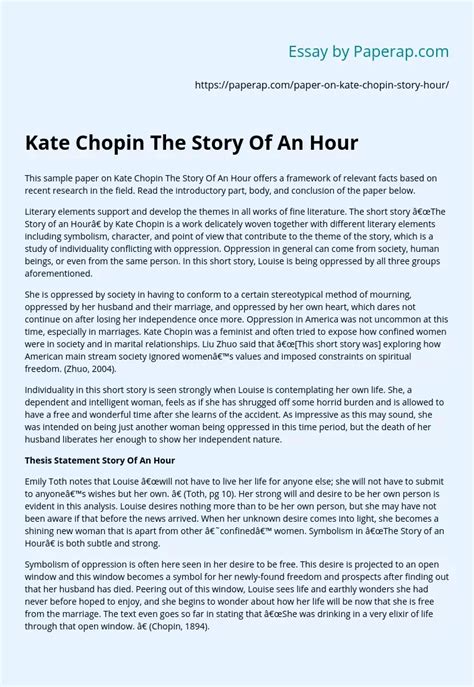 Kate Chopin The Story Of An Hour Research Essay Example