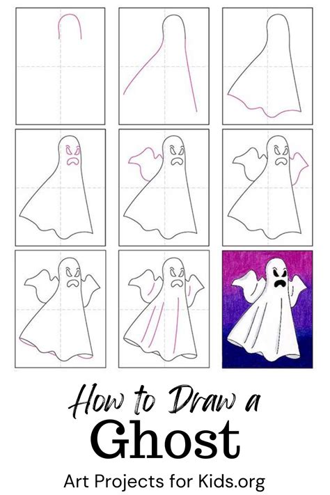 Easy How To Draw A Ghost Tutorial And Ghost Coloring Page Halloween Drawings Halloween Art