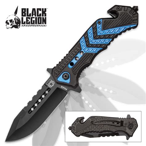 Black Legion Police Rescue Pocket Knife with Seatbelt Cutter, Glass ...