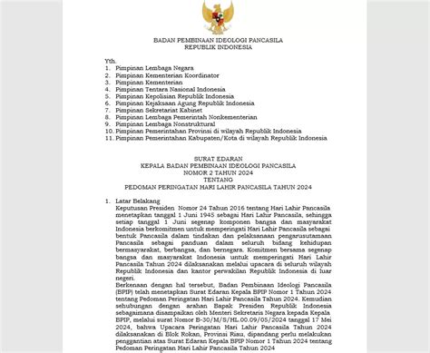 Inilah Susunan Upacara Peringatan Hari Lahir Pancasila Tahun 2024