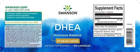 DHEA Swanson Premium High Potency 25 Mg 120 Capsules Quantum