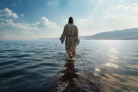 Jesus Christ Walking on Water on the Sea of Galilee. AI Generated Stock ...