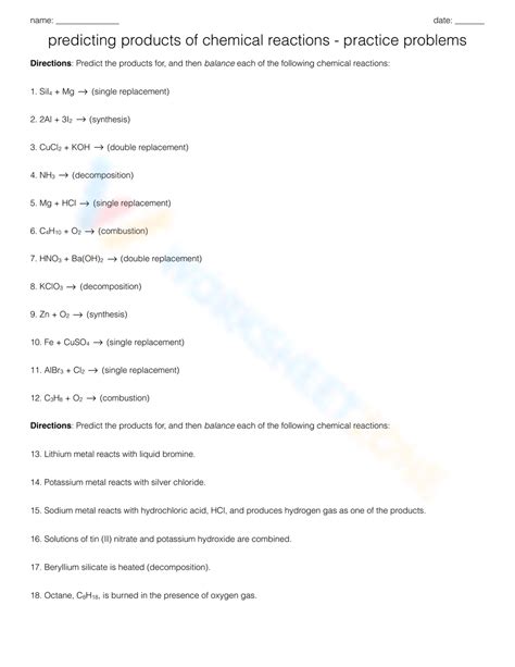 Practice Problems Worksheet