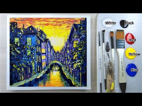 Cityscape Acrylic Painting Painting For Beginners YouTube