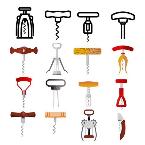 Wine Bottle Opener Vector Hd Png Images Corkscrew Icon Set Vector Wine