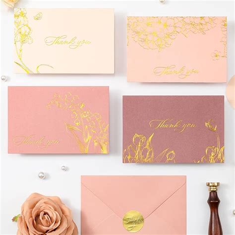 Amazon Crisky 4 Assorted Dusty Rose Gold Foil Floral Thank You