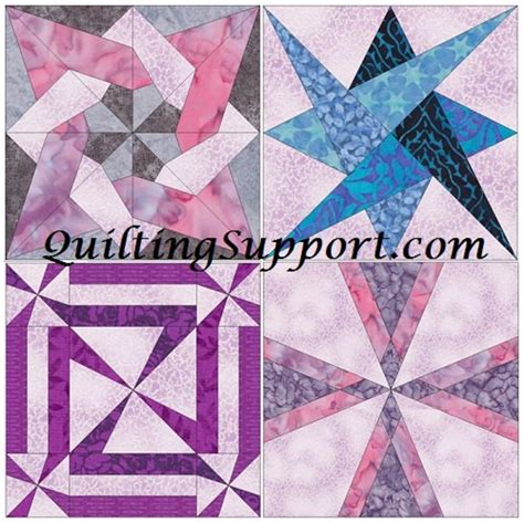 Star Quilt Set Of 4 Template Quilting Block Patterns Set 2 Pdf Etsy