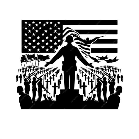 Premium Vector Memorial Day Silhouettes Vector Soldier With Usa Flag