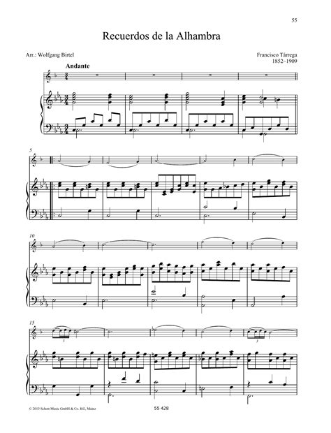 Recuerdos De La Alhambra By Francisco T Rrega Sheet Music For Woodwind