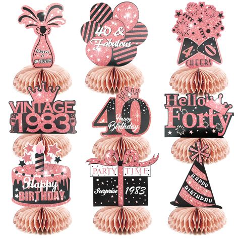 9pcs 40th Birthday Decorations Men Rose Gold 40th Birthday