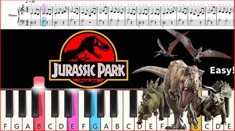 Jurassic Park Theme Easy Piano Tutorial John Williams Youtube