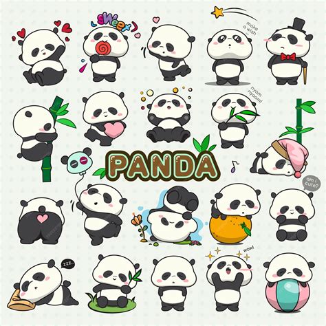 Premium Vector Baby Panda Set