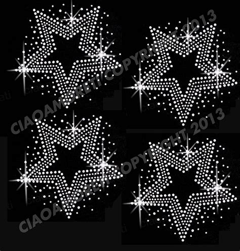 Set Of Stars Clear Rhinestone Iron On Hotfix Transfer Bling Diy