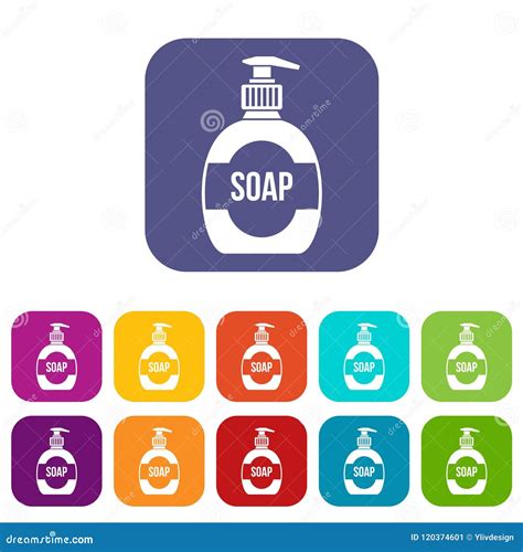 Bottle Of Liquid Soap Icons Set Stock Vector Illustration Of Healthy