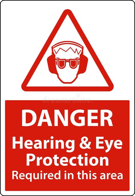 Danger Hearing Protection Must Be Worn Sign Stock Vector Illustration