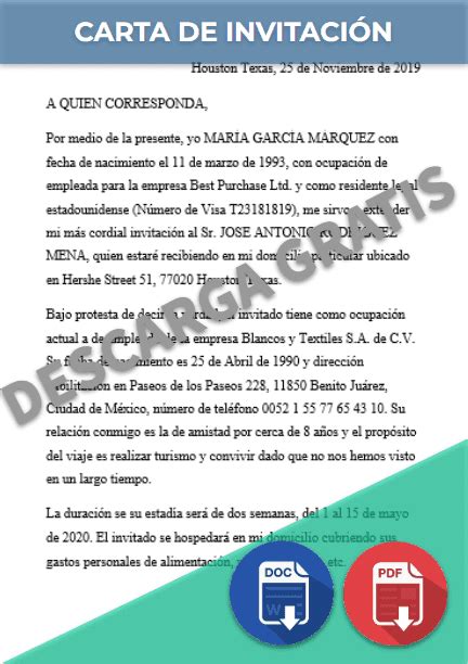 Carta De Invitaci N Ejemplos Y Formatos Word Pdf