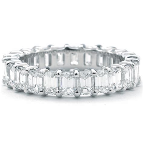 Emerald Cut 3 24 CTTW Diamond Shared Prong Eternity Band In White Gold