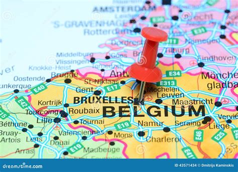 Brussels Pinned On A Map Of Europe Stock Photo Image Of Explore