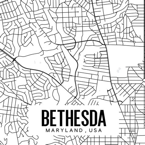 Bethesda Maryland Printable Map Bethesda Map Print Maryland Etsy