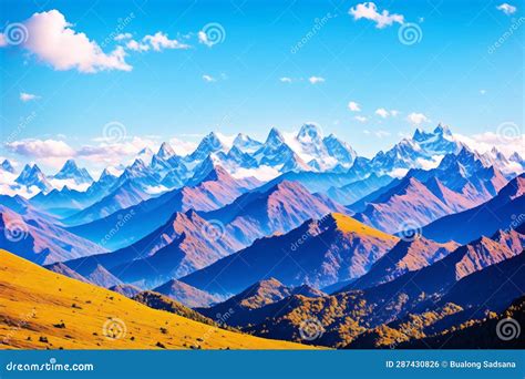 A Mountain Range With Clouds Stock Illustration Illustration Of