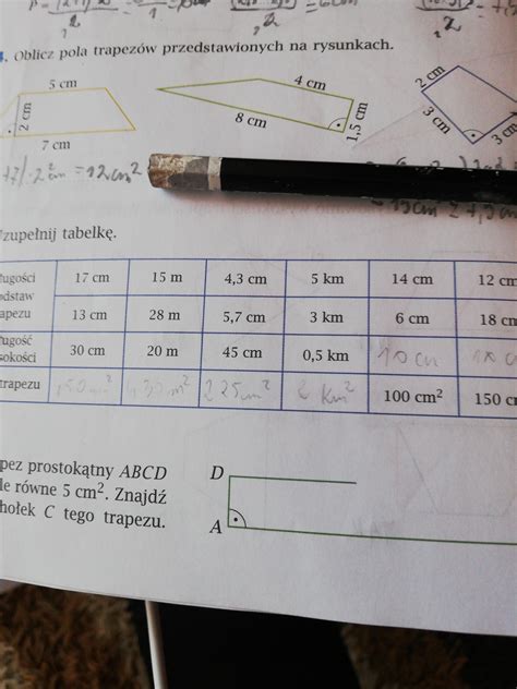 Oblicz Pola Prostoktw O Wymiarach Cm X Mm Question