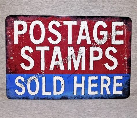 Collectibles Art Government Advertising Metal Sign STAMPS SOLD HERE