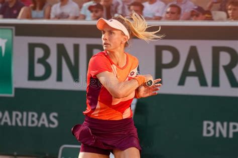 Lesia Tsurenko Of Ukraine In Action During Women Singles Round Match