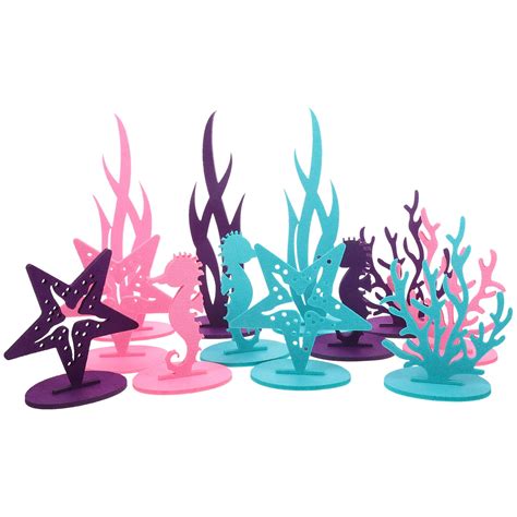 12Pcs Ocean Theme Table Ornament Mermaid Birthday Decoration Felt Table