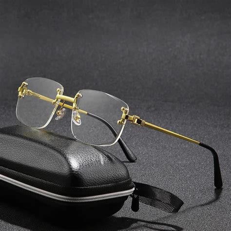 Hbk Frameless Trendy Sunglasses 2023 Luxury Rectangle Rimless