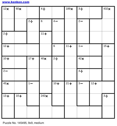 Kenken 9x9 Printable James Crossword Puzzles