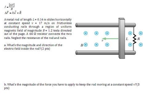 Solved A Metal Rod Of Length L 014 M Slides Horizontally