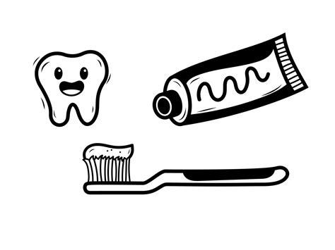 Toothpaste And Toothbrush Vector Illustration With Hand Drawn Style