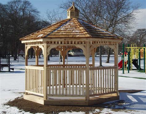 Red Cedar Single Roof Octagon Gazebos with Cedar Shake Shingles | Gazebos by Available Options ...