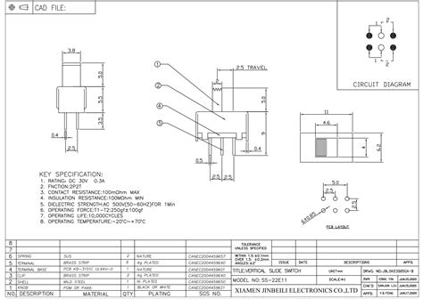 Ss E Vertical Through Hole P T Slide Switch Jinbeili