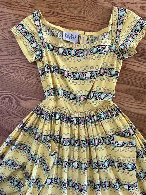 Vintage Original 1950s Yellow And Black Dress Polly P… Gem