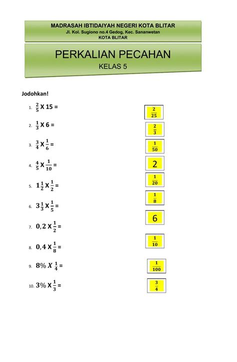 Soal Perkalian Pecahan Kls 5 Worksheet Photos Modafinil24