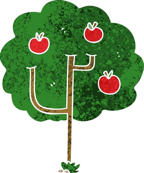 Quirky Retro Illustration Style Cartoon Tree Vector Art At