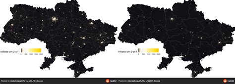 Night Time Light In Ukraine Before And After The Invasion A Cross