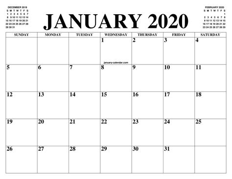 Exceptional Free Very Large Squares Blank Printable Calendar 2020 ...