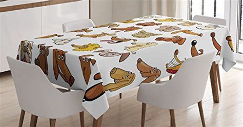 Dog Lover Decor Tablecloth By Ambesonne Collection Of Different Funny