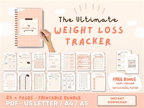 Weight Loss Tracker Printable Template Pdf Daily Weekly And Monthly