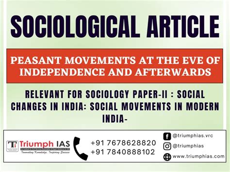 Peasant Movements At The Eve Of Independence And Afterwards Triumphias