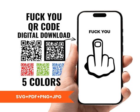 Middle Finger Fuck You QR Code Prank Funny Svg Png Pdf Digital