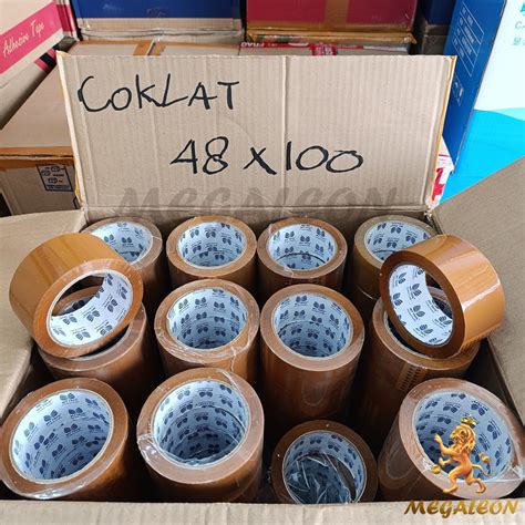 jual dus lakban coklat mm   yard tape coklat full setara daimaru