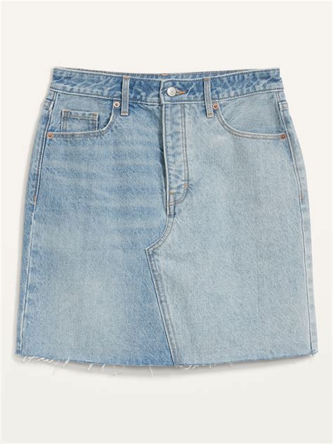 Higher High Waisted Button Fly Og Straight Non Stretch Mini Cut Off Jean Skirt Old Navy