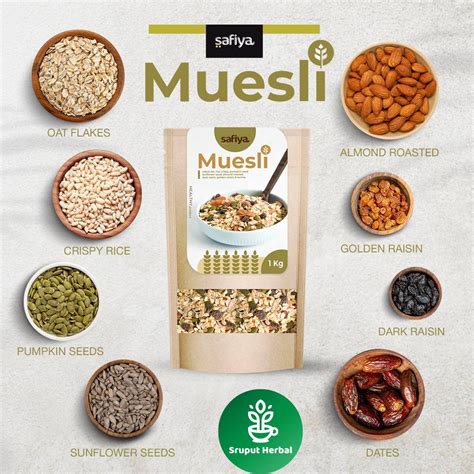 Jual Muesli Safiya 1kg Dan 500 Gr Sereal Makanan Ringan Oat Makanan