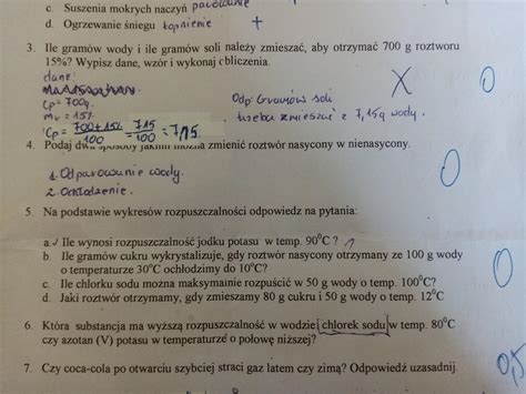 hej pomoże mi ktoś w zadaniu z chemii zad 3 4 6 klasa 7 z karty pracy