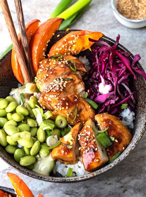 Teriyaki H Hnchen Bowl Mit K Rbis Und Rotkraut S K Che