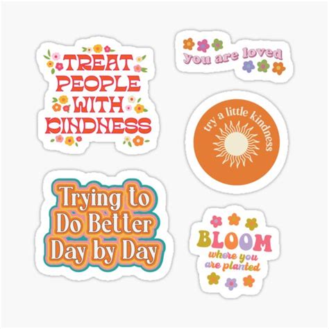 Aesthetic Pastel Stamp Sticker Pack Orange Floral Sticker For Sale