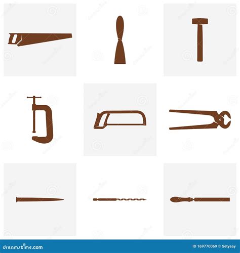 Vector Woodworker Tools Icon Set Design Symbol Illustration Stock